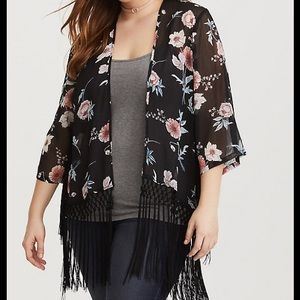 NWOT Torrid Floral Fringe Kimono + Surprise Gift